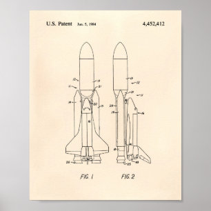 Póster Transbordador espacial 1977 Patent Art - Old Peper