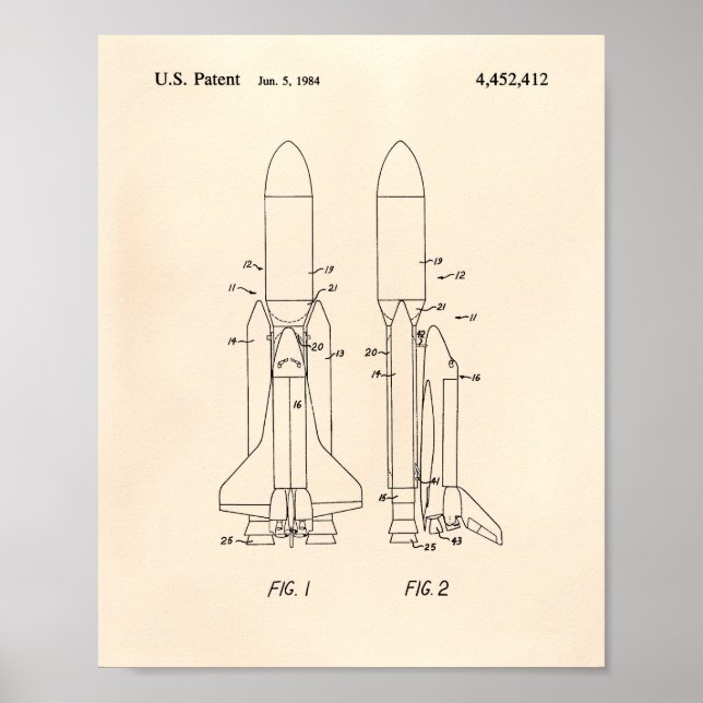 Póster Transbordador espacial 1977 Patent Art - Old Peper (Frente)