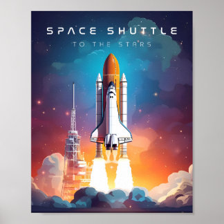 Póster Transbordador Espacial: A las estrellas
