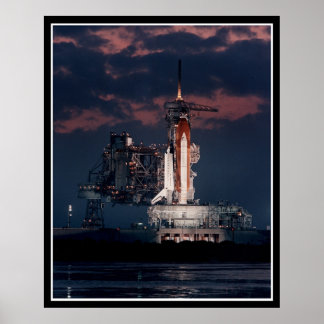 Póster Transbordador espacial por la noche