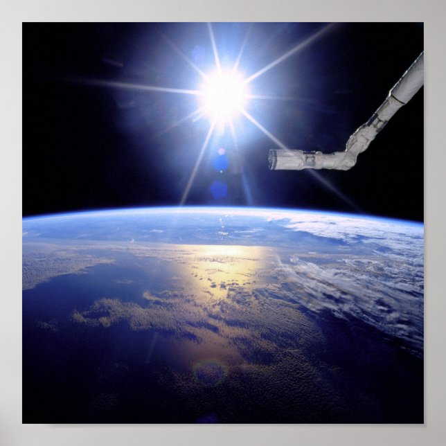 Póster Transbordador espacial Robot Arm Earth Orbit Sunbu (Frente)