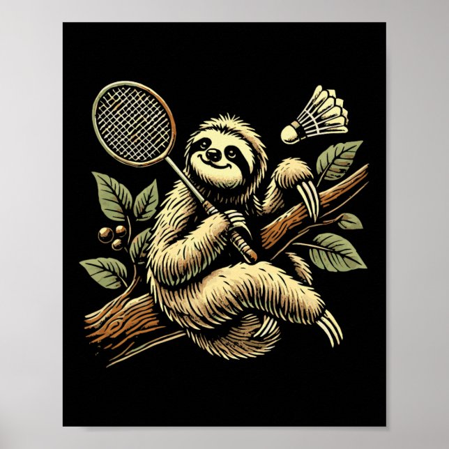 Póster Transbordador Lazy Sloth Dminton Player 1 (Frente)