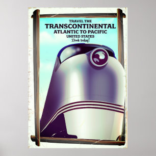 Póster Transcontinental Railroad USA.