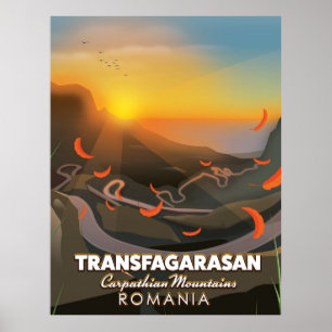 Póster Transfagarasan, montañas de los Cárpatos, carreter