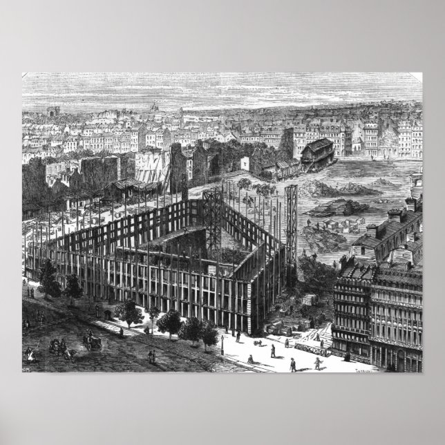 Póster Transformación de París: Edificio en 1861 (Frente)