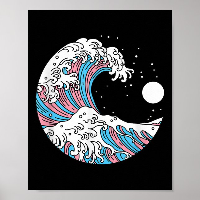 Póster Transgender Pride Lgbtq Trans Flag - Japanese Wave (Frente)