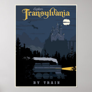Póster Transilvania por cartel de viaje en tren