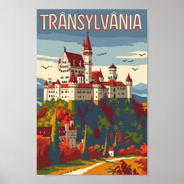 Póster Transilvania Rumania Vintage Famoso lugar de viaje (Frente)