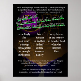 Póster Transitional Words and Adverbial Conjunctions