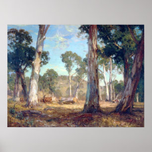 Póster Transportando Madera Hans Heysen 1911 Nueva Gales 
