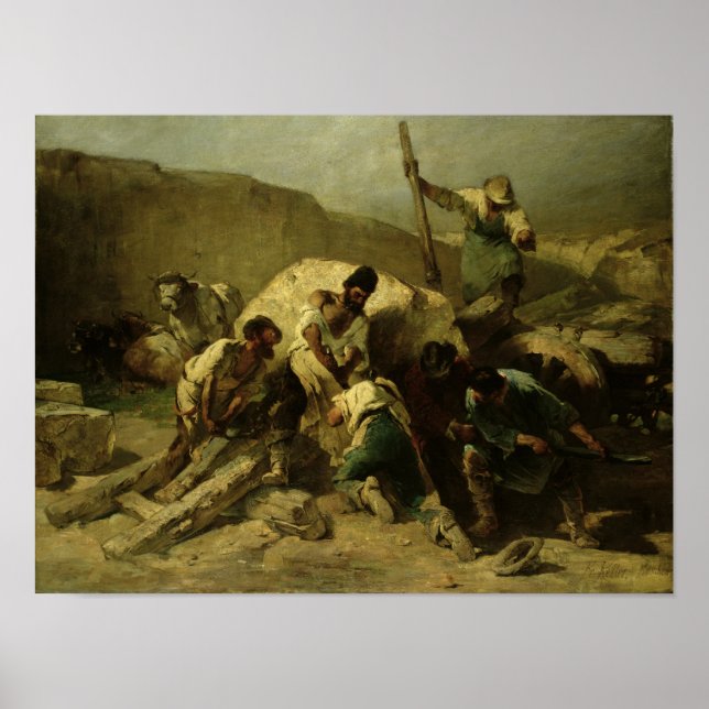 Póster Transportar bloques de piedra (Frente)