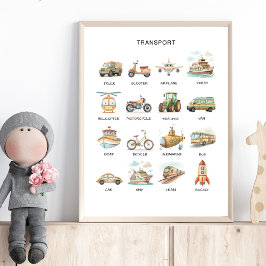 Póster Transportation Poster – Learn Vehicle Names