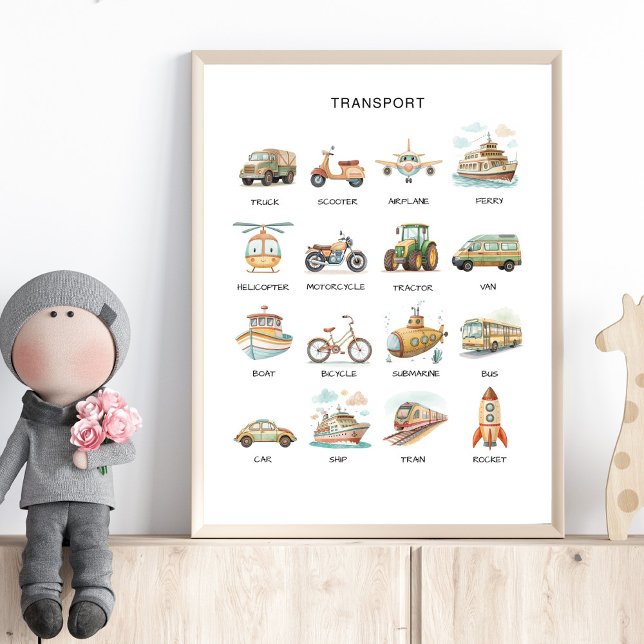 Póster Transportation Poster – Learn Vehicle Names (Subido por el creador)