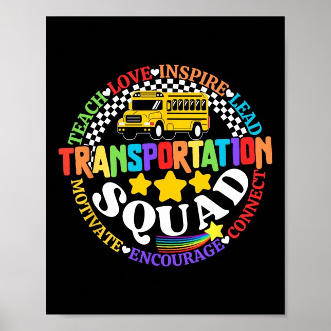 Póster Transportation Squad Back To School Bus Driver Mon (Frente)