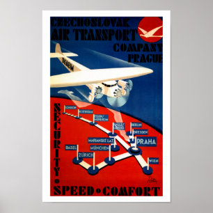 Póster Transporte aéreo checoslovaco