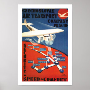 Póster Transporte aéreo de Checoslovaquia