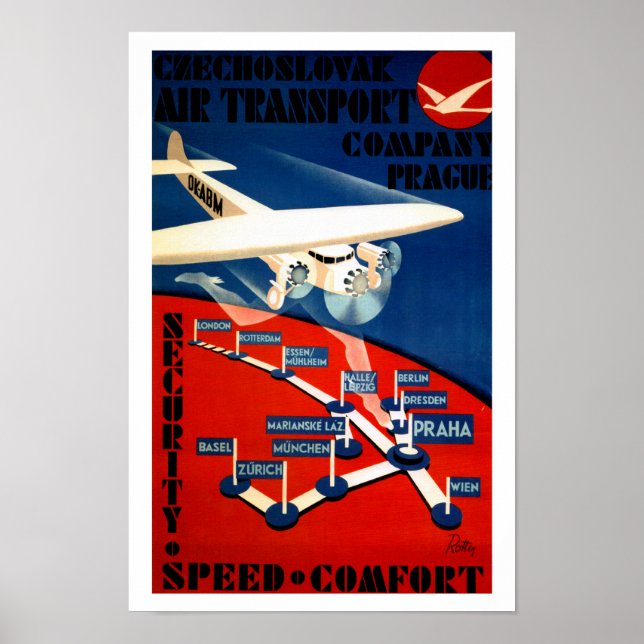 Póster Transporte aéreo de Checoslovaquia (Frente)