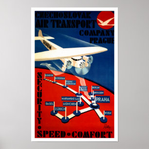 Póster Transporte aéreo de Checoslovaquia