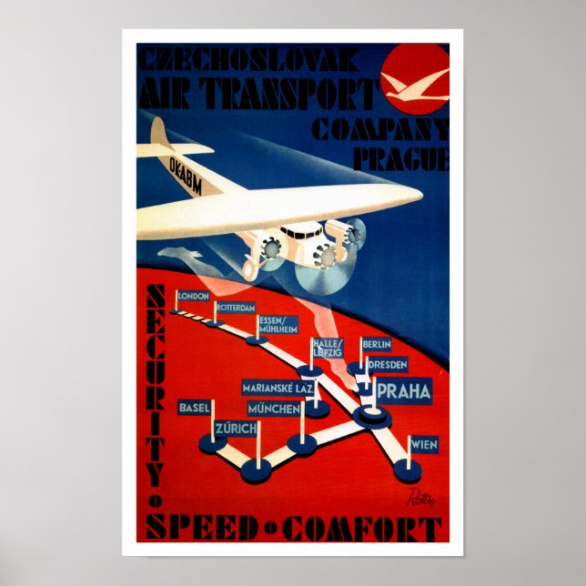 Póster Transporte aéreo de Checoslovaquia (Frente)