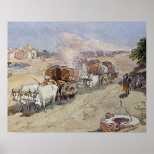 Póster Transporte de algodón, India, 1862 (p/c sobre lápi