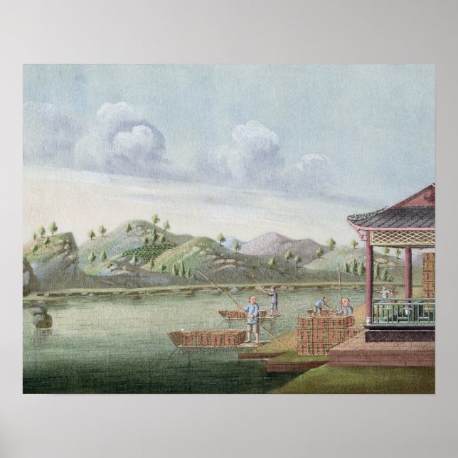 Póster Transporte de cajas de té (con papel) (Frente)