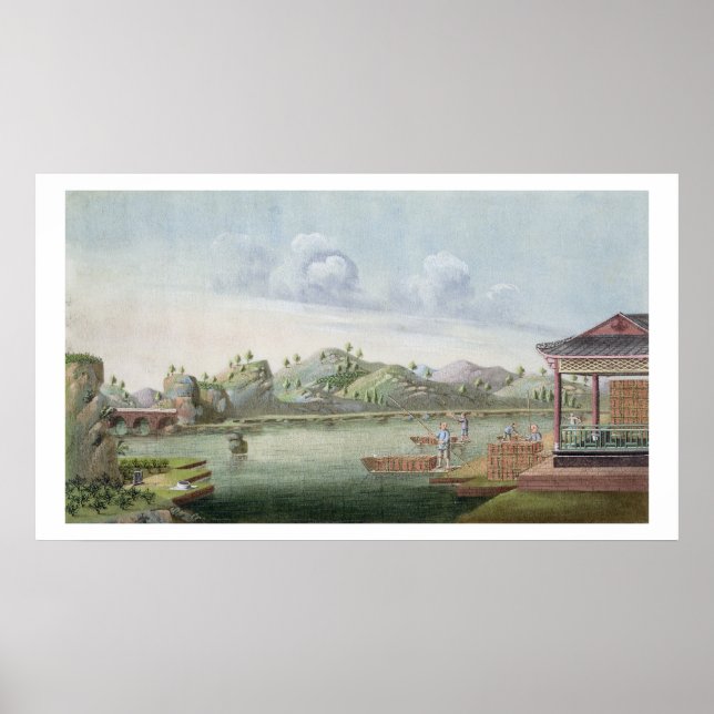 Póster Transporte de cajas de té (con papel) (Frente)