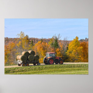 Póster Transporte de heno en Vermont en otoño