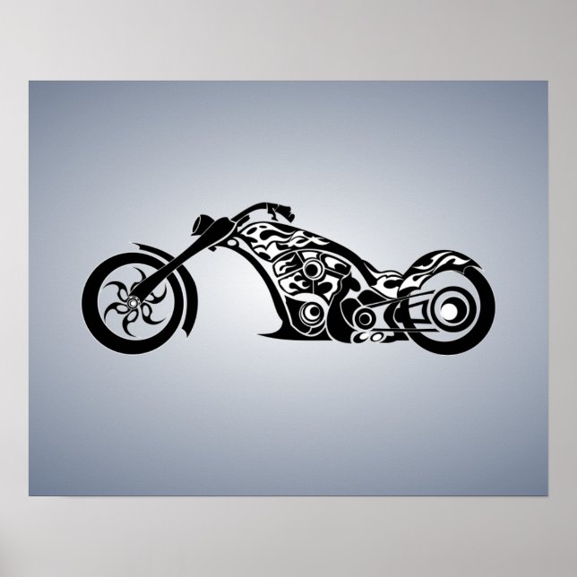 PÓSTER TRANSPORTE DE MOTORBICADAS TRIBAL TATTOO MOTORBIKE (Frente)