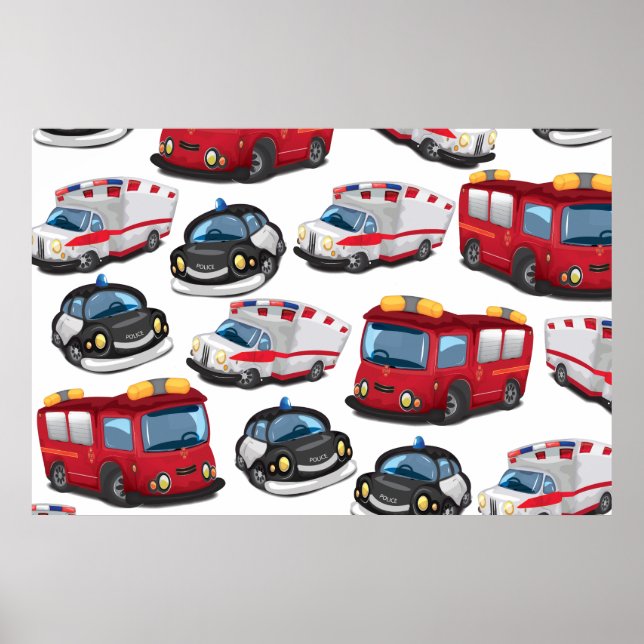 Póster Transporte de policías, ambulancias y servicios de (Frente)