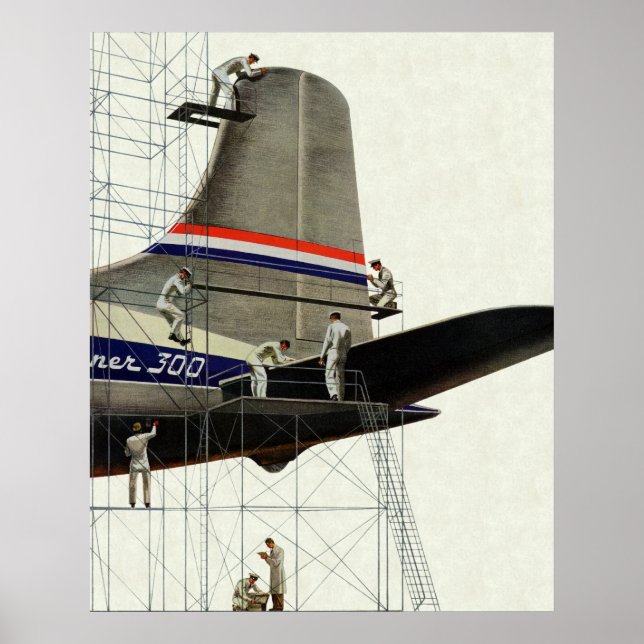 Póster Transporte de vintage, mantenimiento para aviones (Frente)