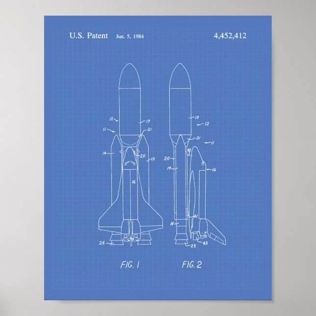 Póster Transporte espacial 1977 Patent Art - Blueprint (Frente)