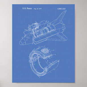 Póster Transporte espacial 1977 Patent Art - Blueprint