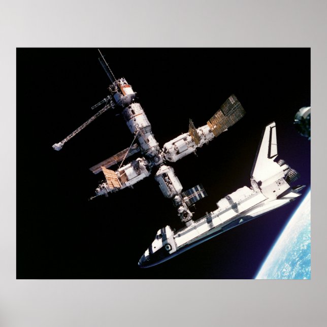 Póster Transporte espacial Atlantis e ISS (Frente)