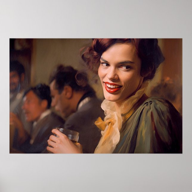Póster Transwoman disfrutando de una bebida con sus amigo (Frente)