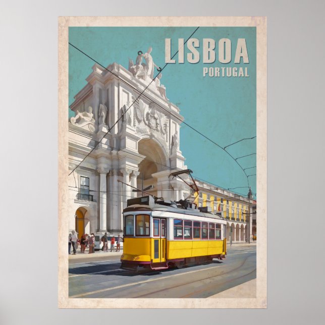 Póster Tranvía amarillo, Arco de la Calle Augusta. Lisboa (Frente)
