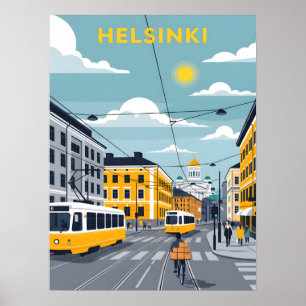 Póster Tranvía de Helsinki - Paisaje Urbano de Finlandia