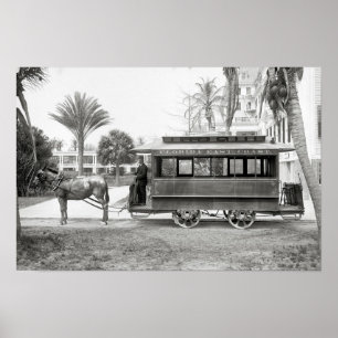 Póster Tranvía de la Costa Este de Florida, 1905. Foto an