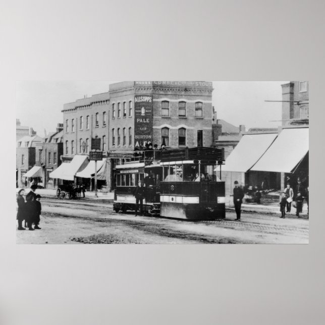 Póster Tranvía de vapor en el norte de Londres en los año (Frente)