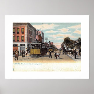 Póster Tranvía en Franklin St, Tampa, Florida Vintage