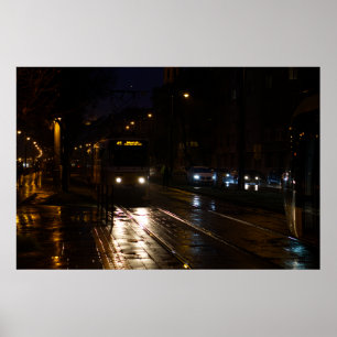 Póster Tranvía en una noche lluviosa
