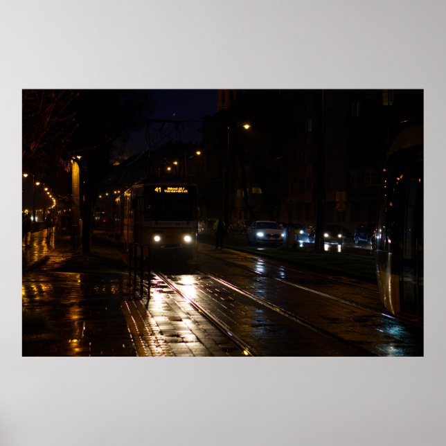 Póster Tranvía en una noche lluviosa (Frente)