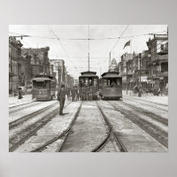 Tranvías de Nueva Orleans, 1907. Foto antigua