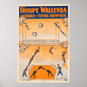 Póster Trapecio, Acróbatas Y Trampolin Volador