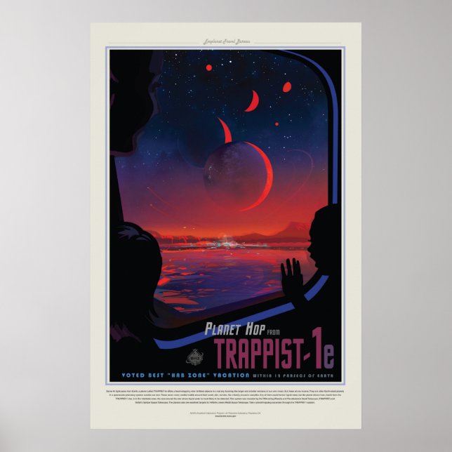 Póster TRAPPIST-1 System Planet 1e turismo espacial retro (Frente)