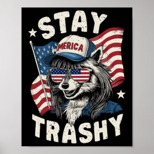 Póster Trash blanco atuendo Fiesta Redneck Raccoon Stay T