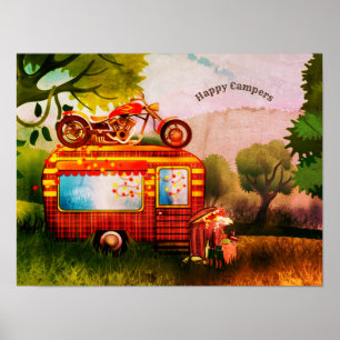 Póster Trash de remolque de caravana retro Personalizado 