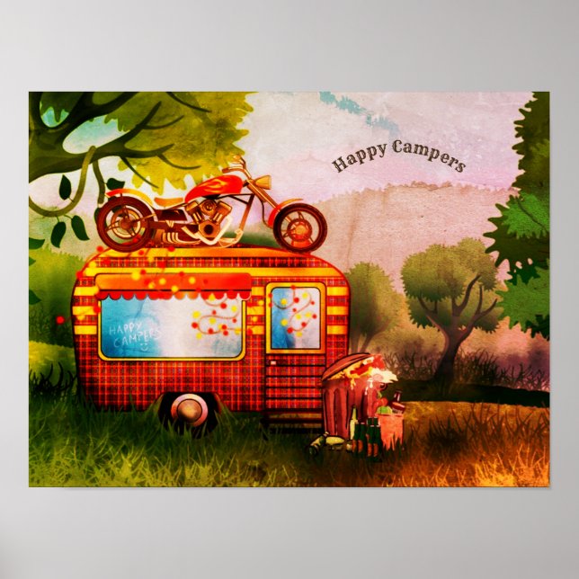 Póster Trash de remolque de caravana retro Personalizado  (Frente)