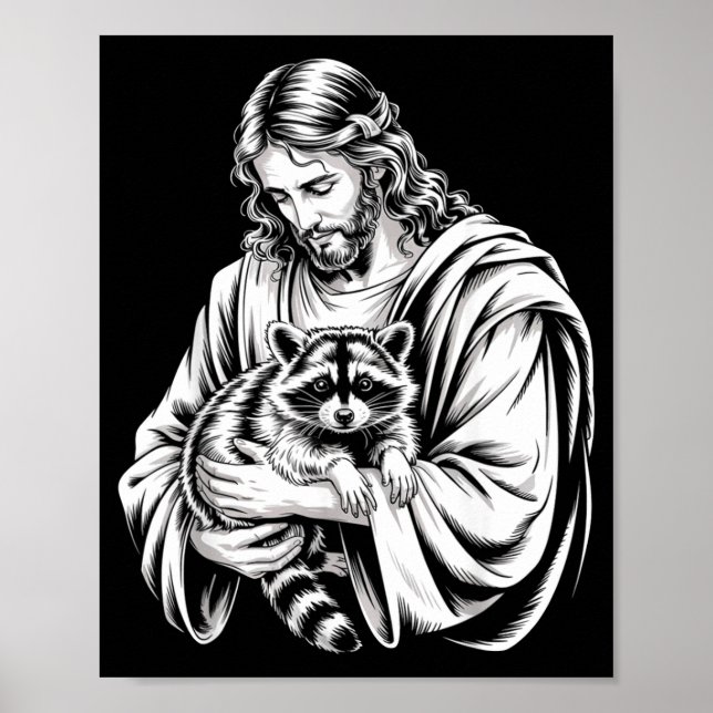 Póster Trash Panda Jesus Raccoon Trashed Racoon Animal Ra (Frente)