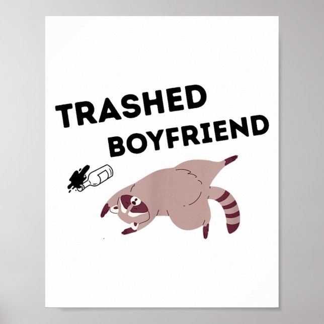 Póster Trashed Boyfriend, Funny Trashed Panda Couples Pre (Frente)