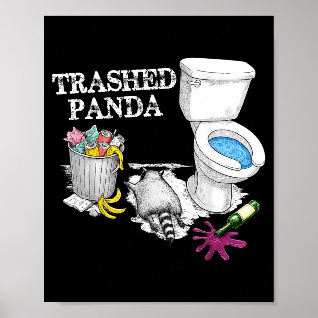 Póster Trashed Panda Drunk Racoon Party Animal Meme Funny (Frente)